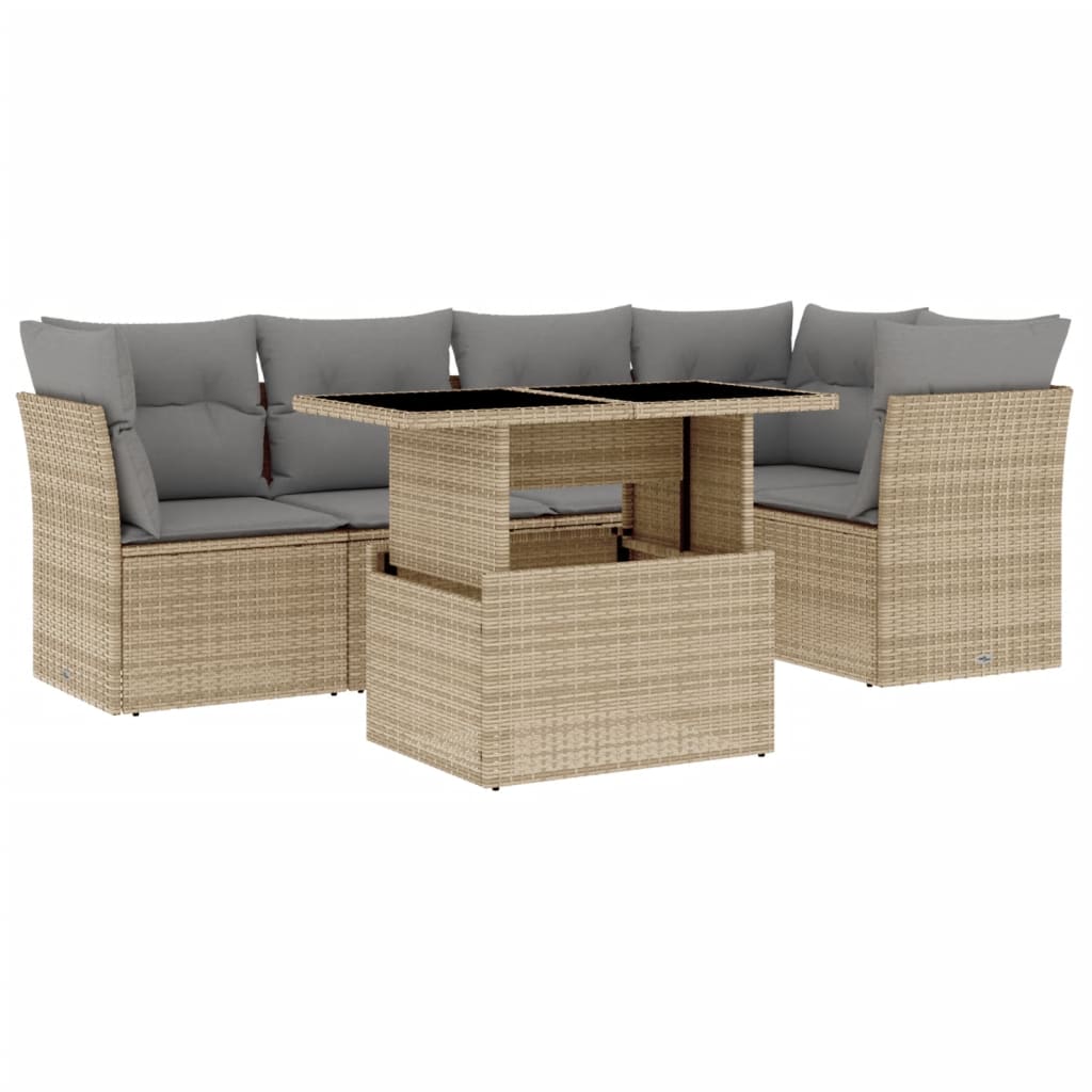 Set Divano da Giardino 6 pz con Cuscini Beige in Polyrattan - immagine 2