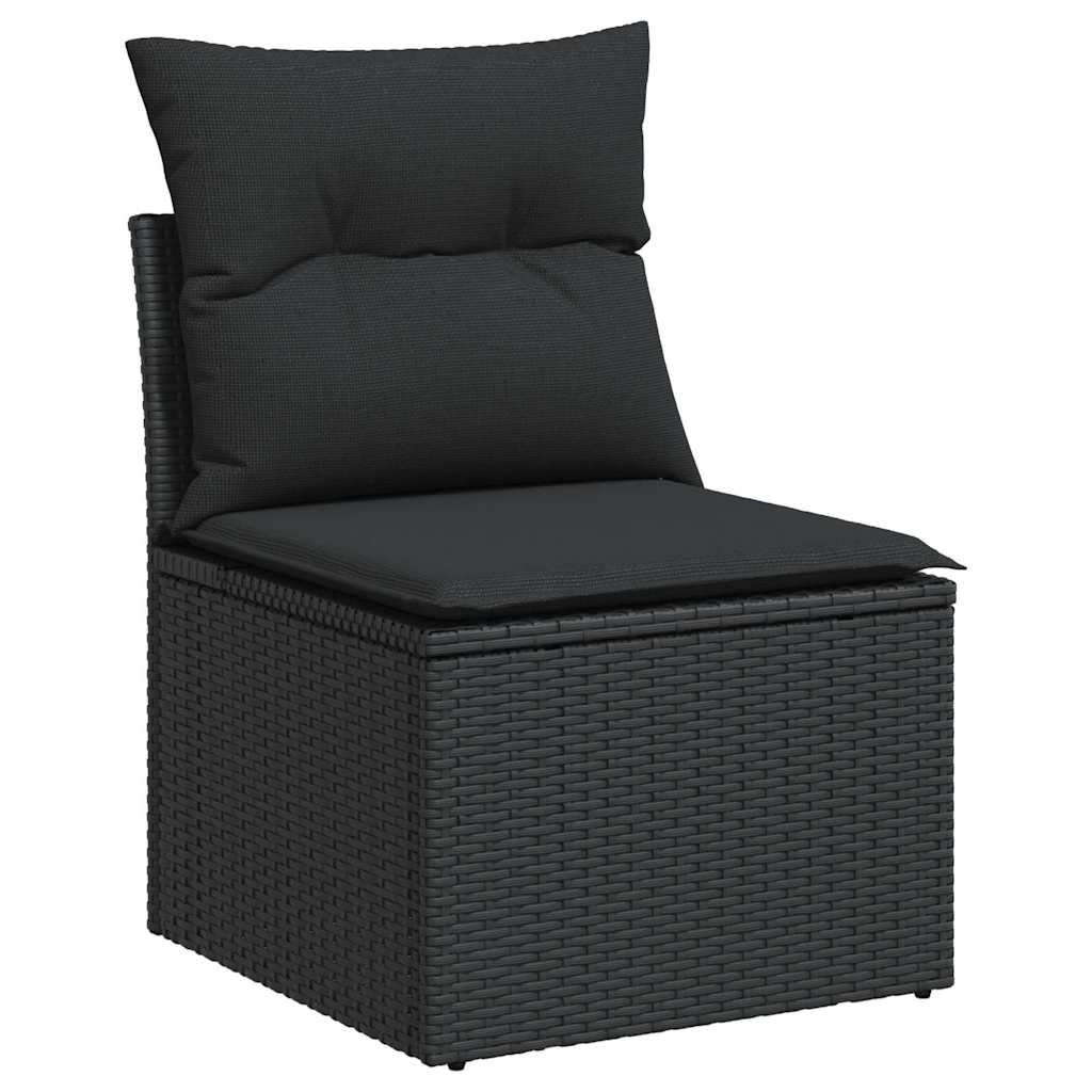 Set Divani da Giardino con Cuscini 7pz Nero Polyrattan - immagine 4