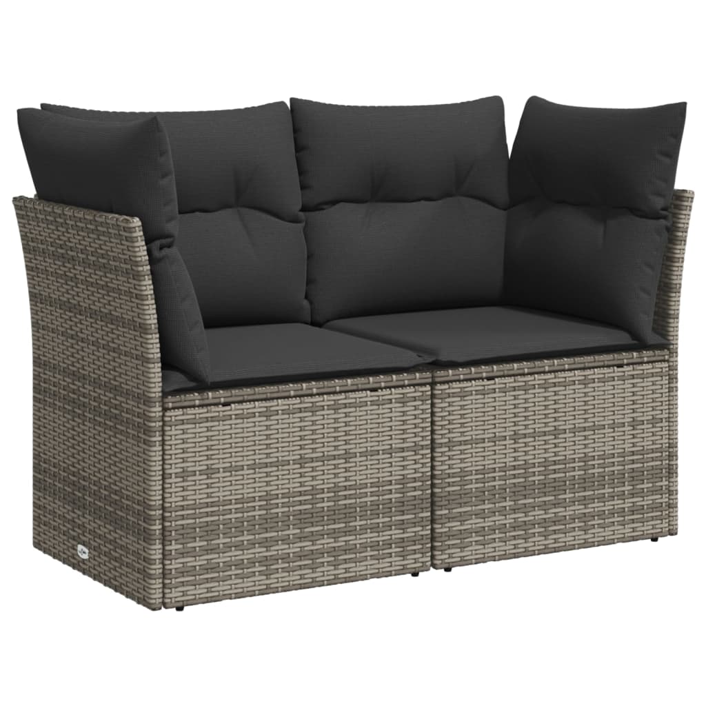 Set Divani da Giardino 10pz con Cuscini in Polyrattan Nero - immagine 4