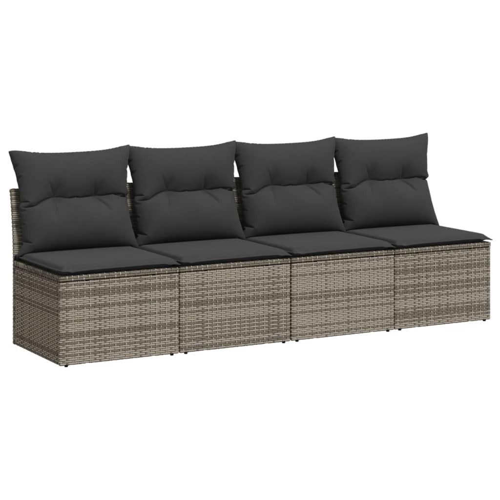 Set Divani da Giardino 10pz con Cuscini in Polyrattan Nero - immagine 5