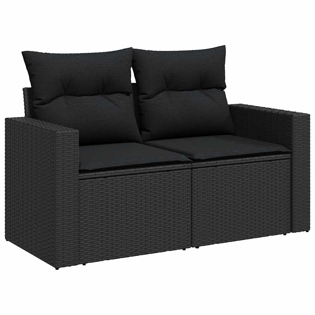 Set Divani da Giardino con Cuscini 7pz Nero Polyrattan - immagine 4
