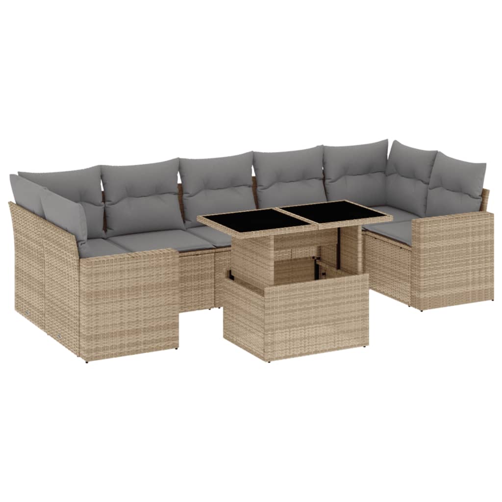 Set Divani da Giardino con Cuscini 8 pz Nero in Polyrattan - immagine 2