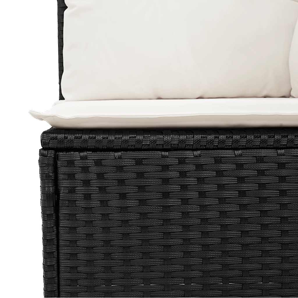 Set Divano da Giardino 6 pz con Cuscini Nero in Polyrattan - immagine 7