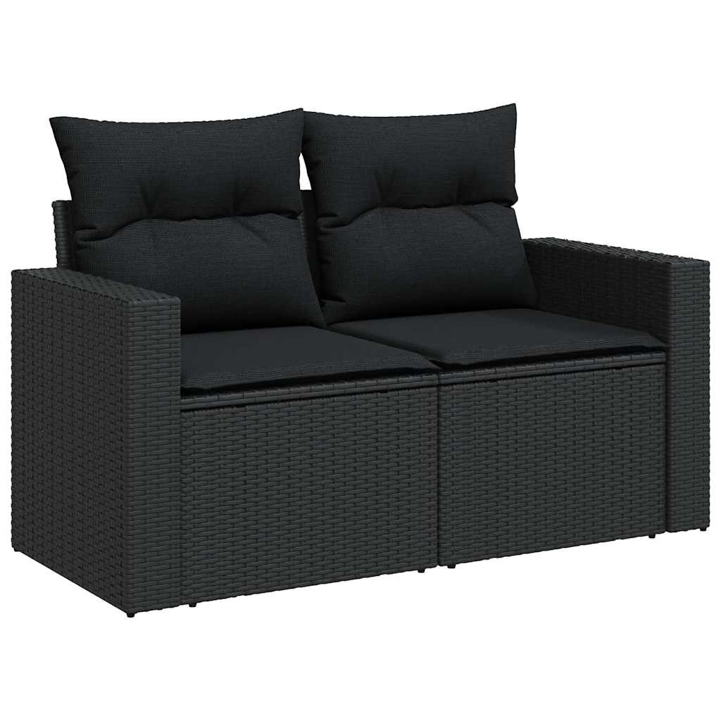 Set Divani da Giardino con Cuscini 7pz Nero Polyrattan - immagine 3