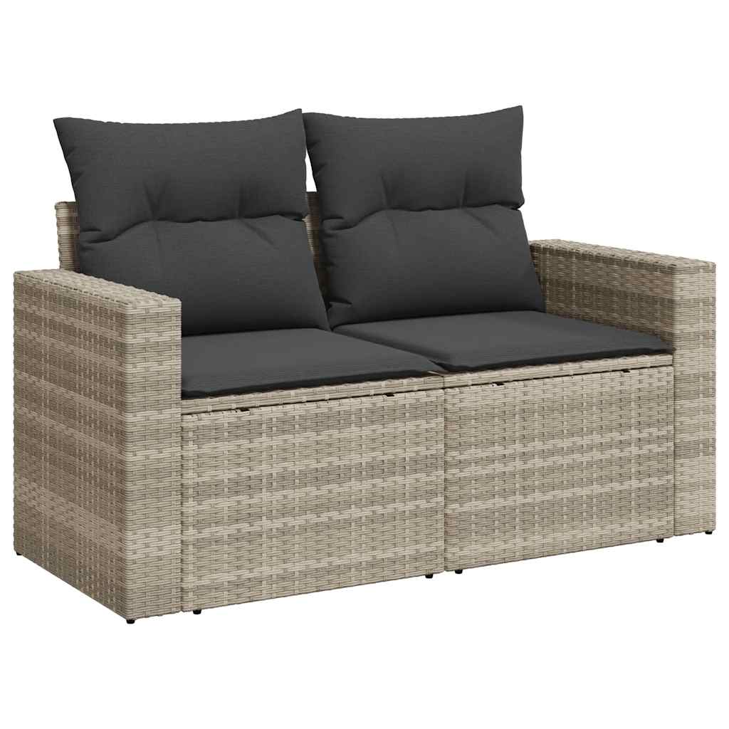Set Divano da Giardino 8pz con Cuscini Grigio Chiaro Polyrattan - immagine 4