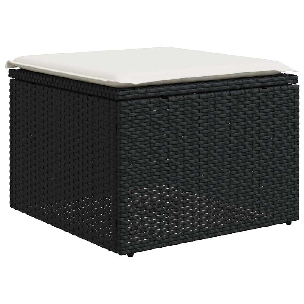 Set Divani da Giardino 9 pz con Cuscini Nero in Polyrattan - immagine 6