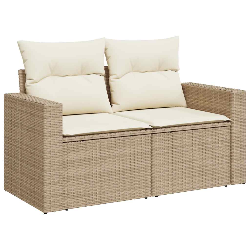 Set Divano da Giardino 10 pz con Cuscini Beige in Polyrattan - immagine 5