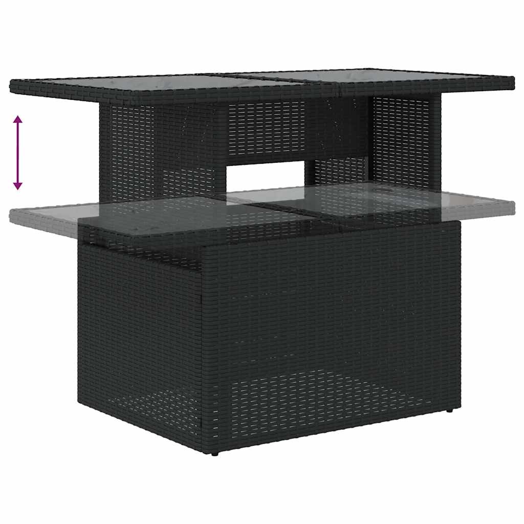 Set Divani da Giardino 10pz con Cuscini in Polyrattan Nero - immagine 7