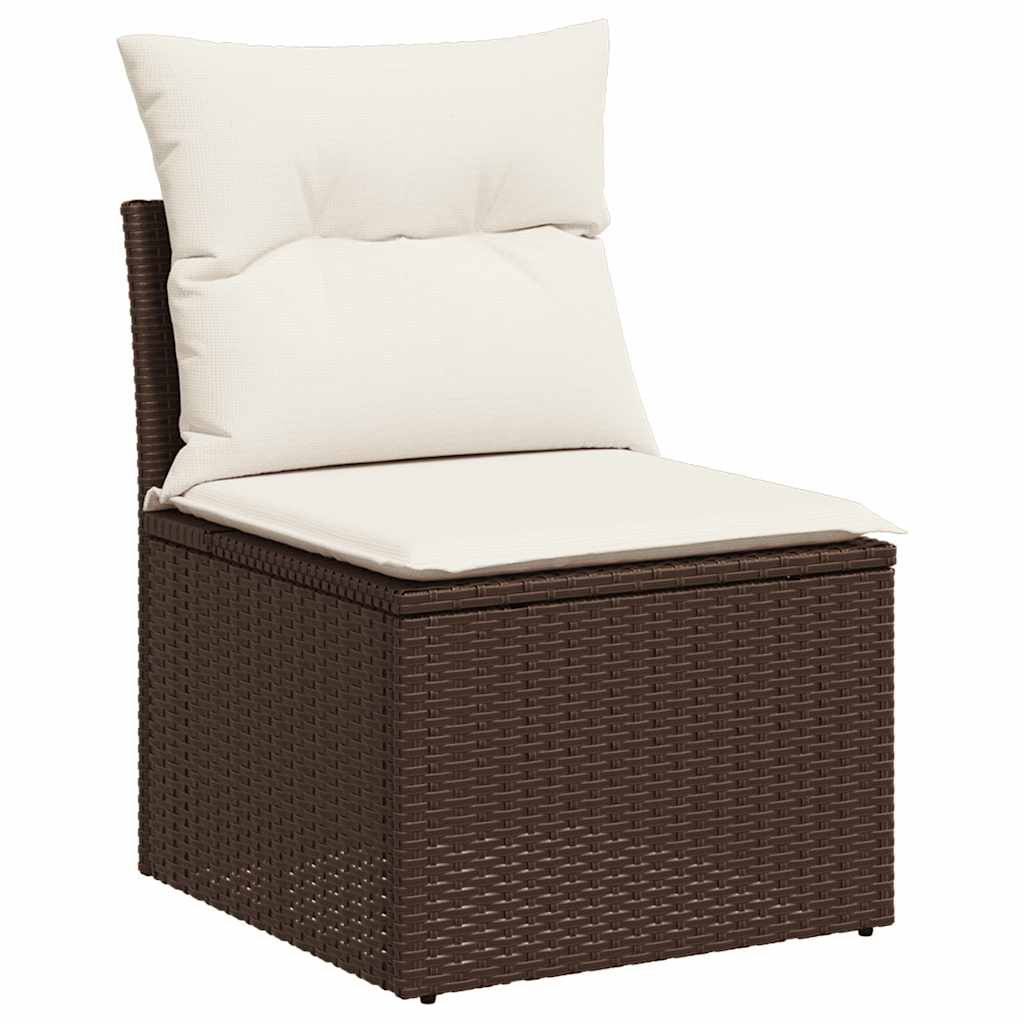 Set Divani da Giardino 11 pz con Cuscini Polyrattan Marrone - immagine 3