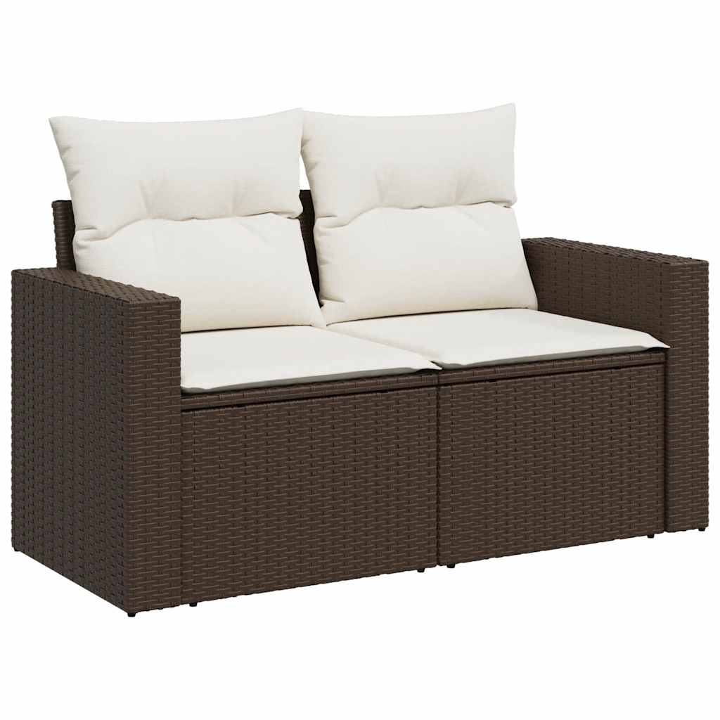 Set Divani da Giardino 11 pz con Cuscini Polyrattan Marrone - immagine 4