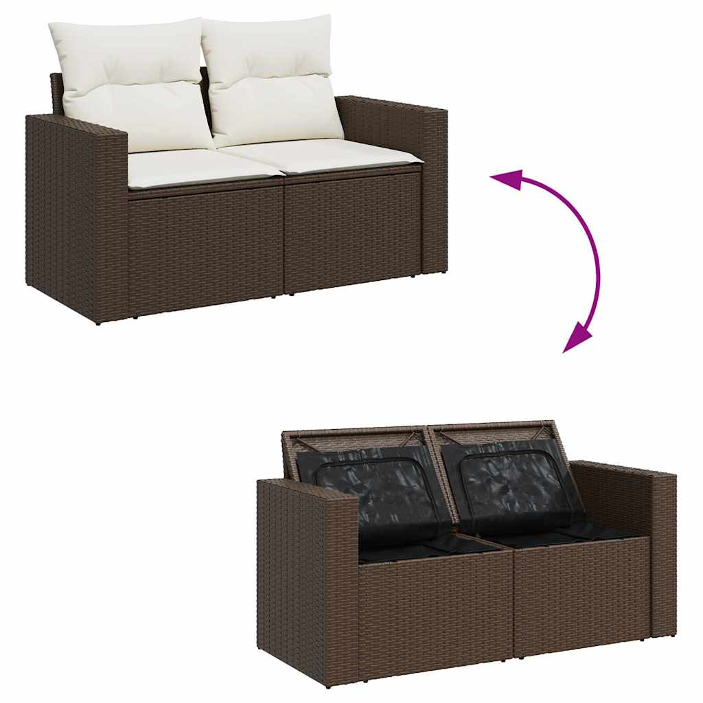 Set Divani da Giardino 11 pz con Cuscini Polyrattan Marrone - immagine 8