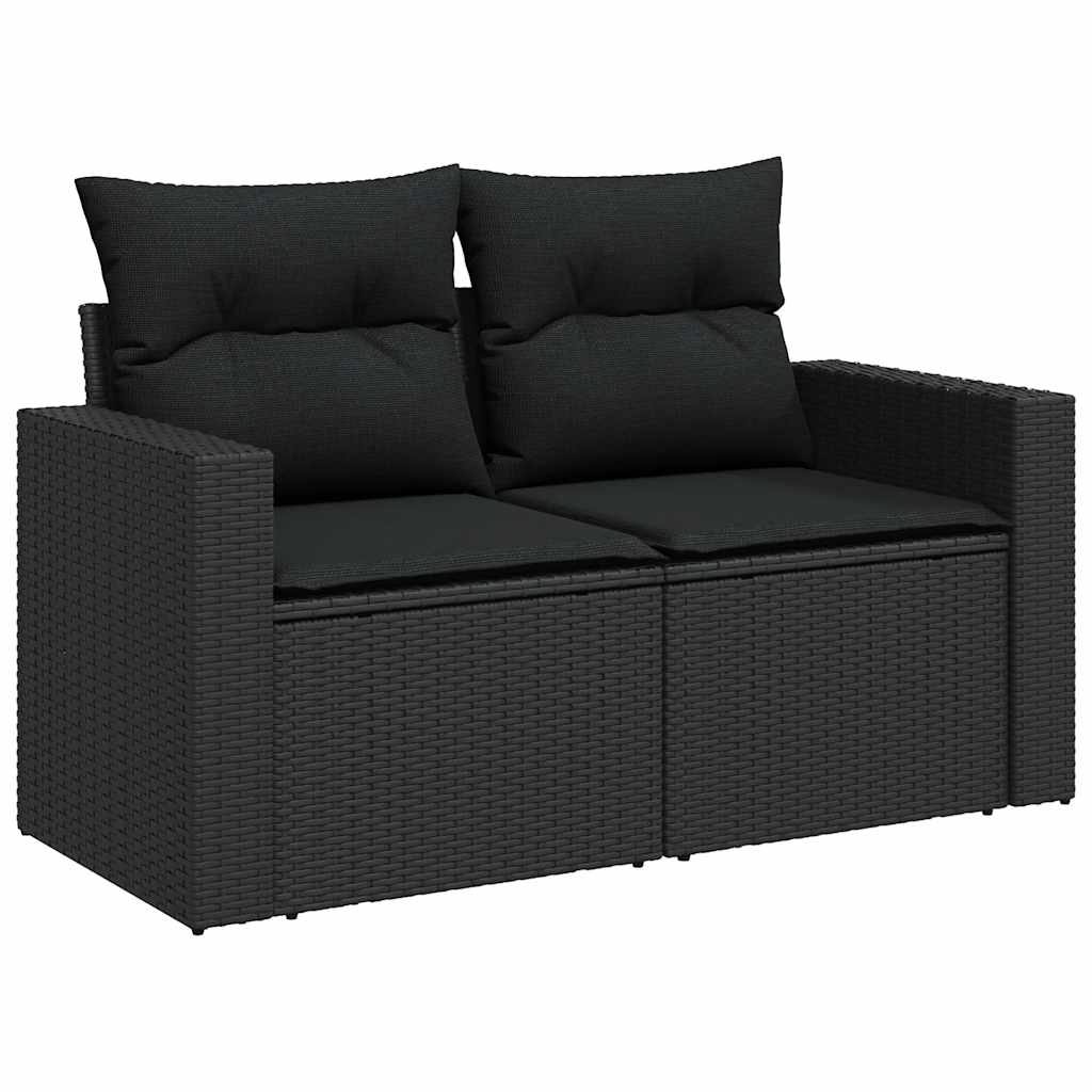 Set Divani da Giardino 11 pz con Cuscini in Polyrattan Nero - immagine 3