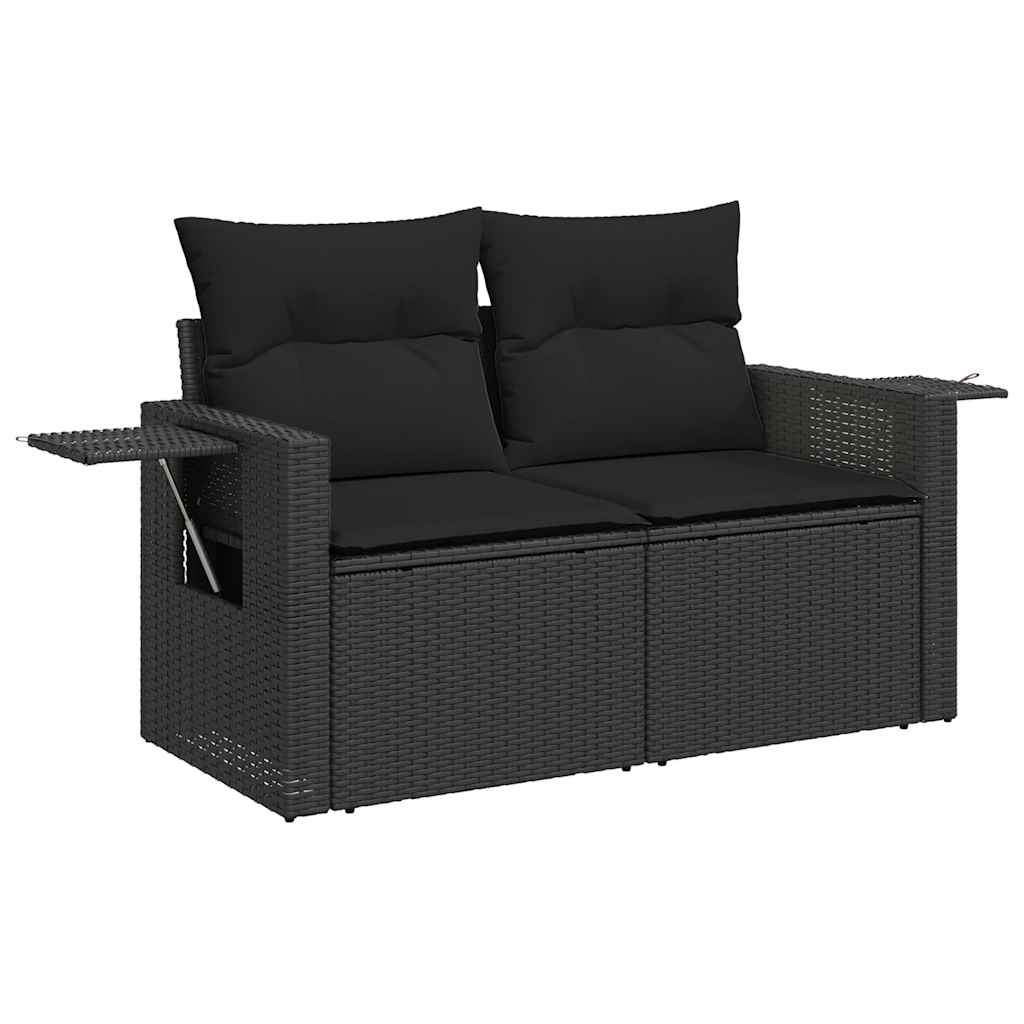 Set Divani da Giardino con Cuscini 7pz Nero Polyrattan - immagine 3