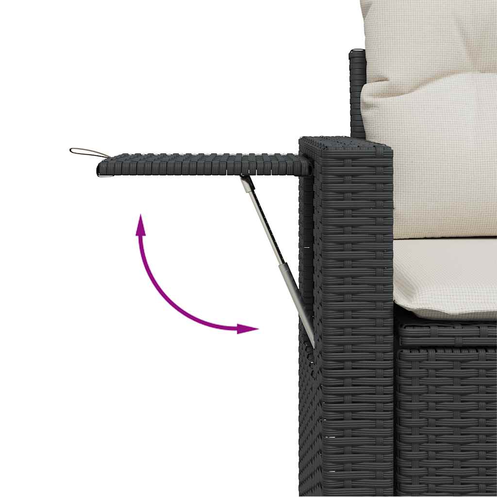 Set Divani da Giardino 9 pz con Cuscini Nero in Polyrattan - immagine 7