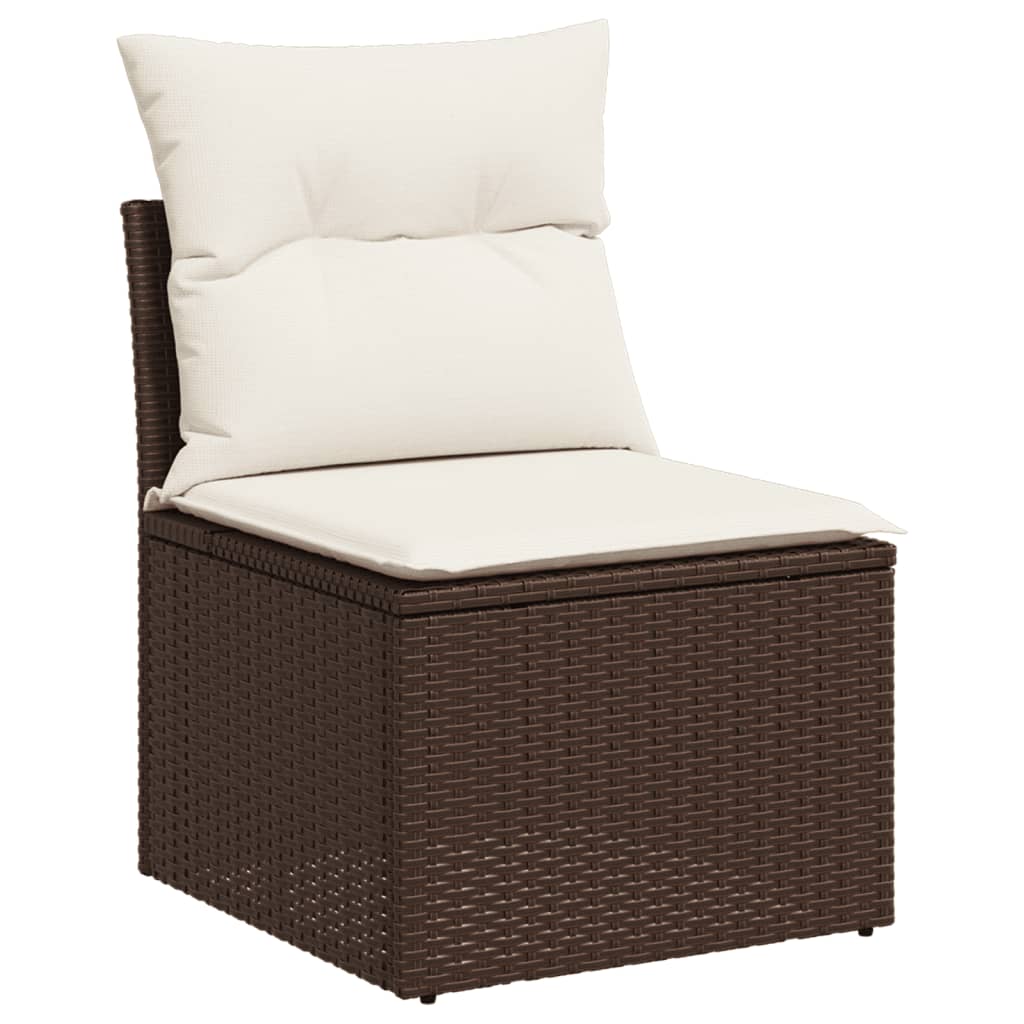 Set Divani da Giardino 10pz con Cuscini in Polyrattan Marrone - immagine 3