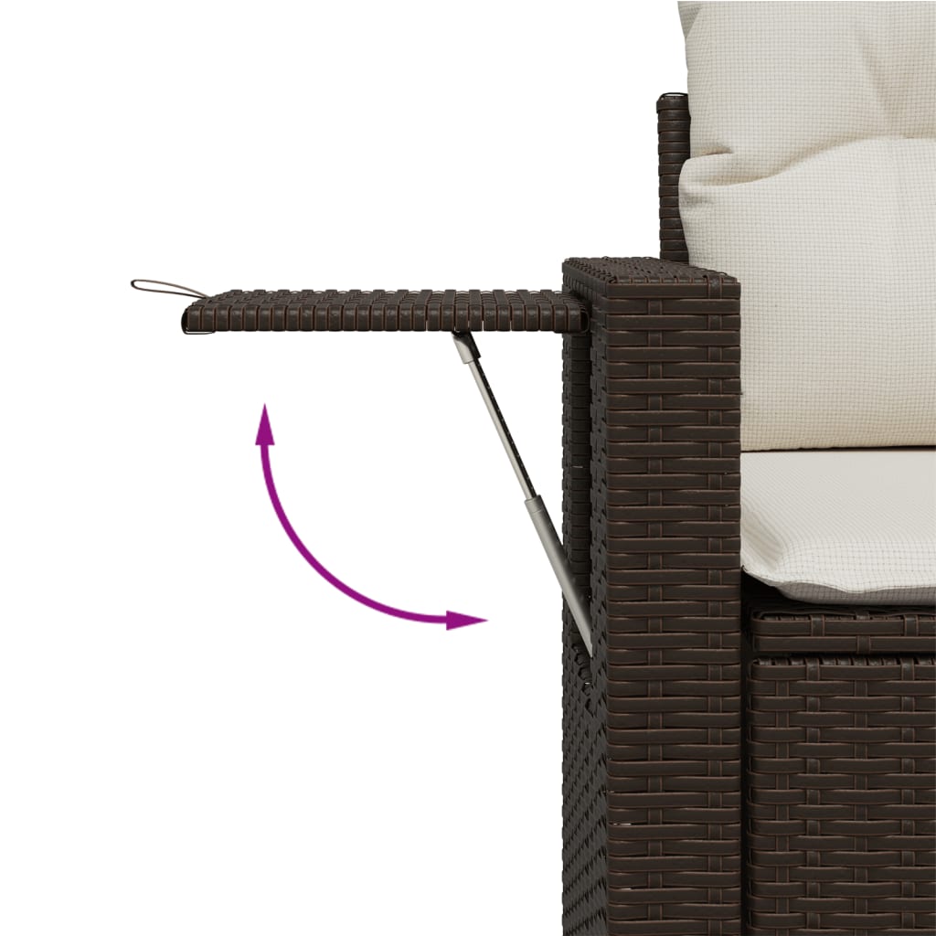 Set Divani da Giardino 10pz con Cuscini in Polyrattan Marrone - immagine 8