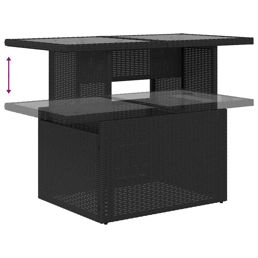 Set Divani da Giardino 11 pz con Cuscini in Polyrattan Nero - immagine 9