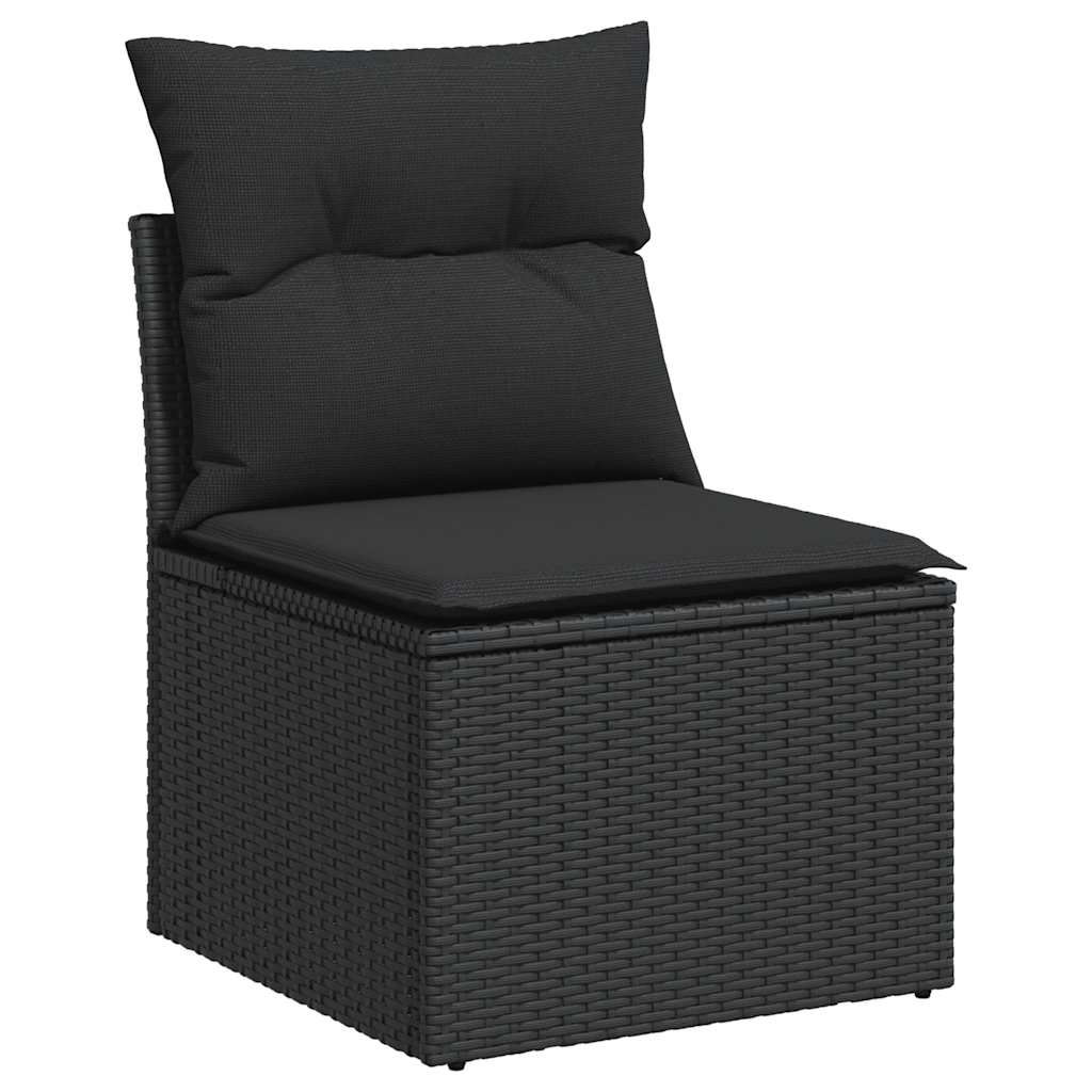 Set Divani da Giardino 9 pz con Cuscini Nero in Polyrattan - immagine 5