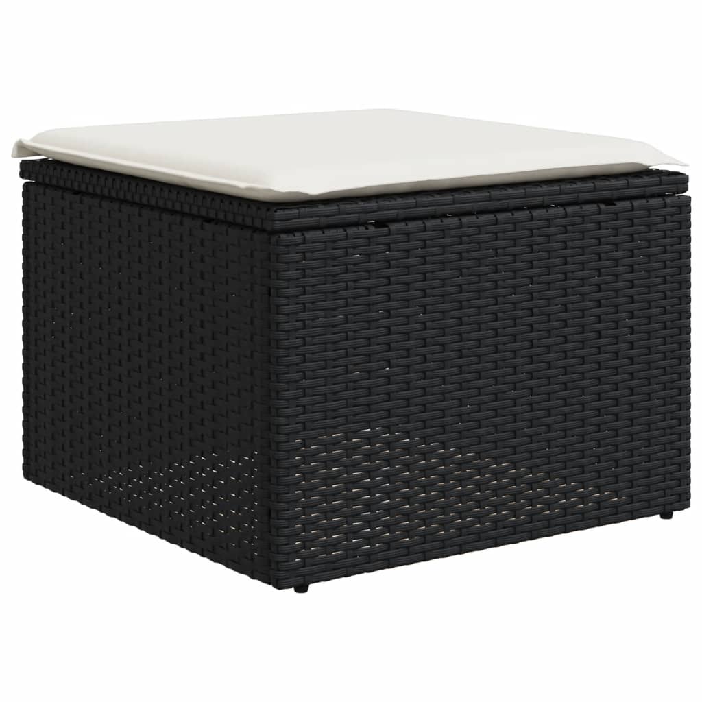Set Divani da Giardino 9 pz con Cuscini Nero in Polyrattan - immagine 5