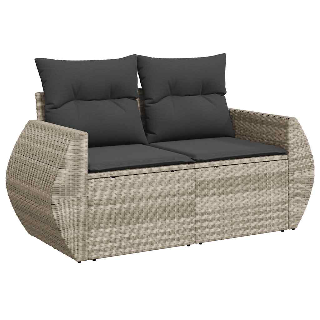 Set Divano Giardino 10 pz con Cuscini Grigio Chiaro Polyrattan - immagine 4