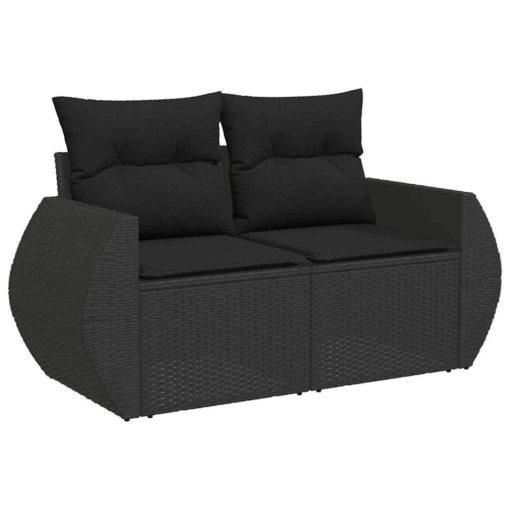 Set Divani da Giardino 11 pz con Cuscini in Polyrattan Nero - immagine 3