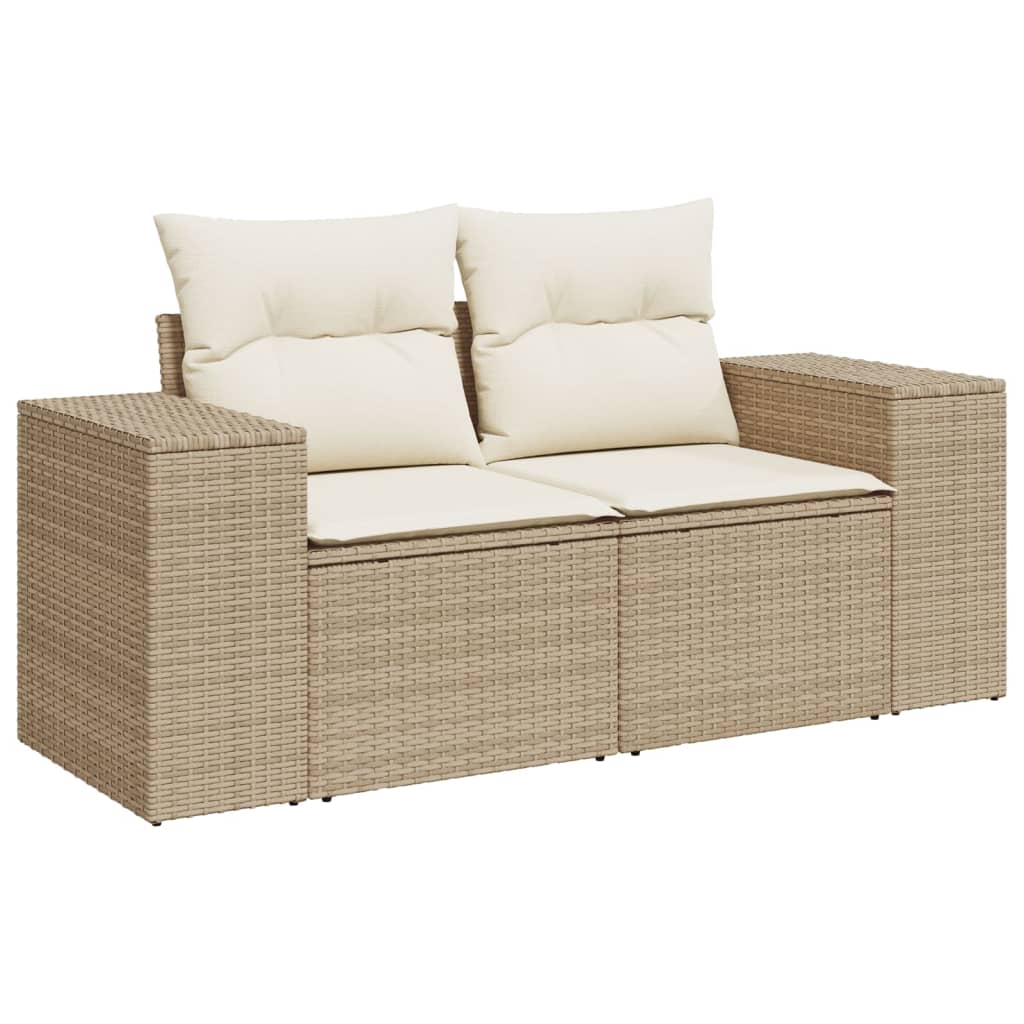 Set Divani da Giardino 7 pz con Cuscini Beige in Polyrattan - immagine 6