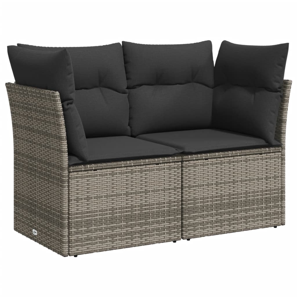 Set Divano da Giardino 10 pz con Cuscini Grigio in Polyrattan - immagine 3