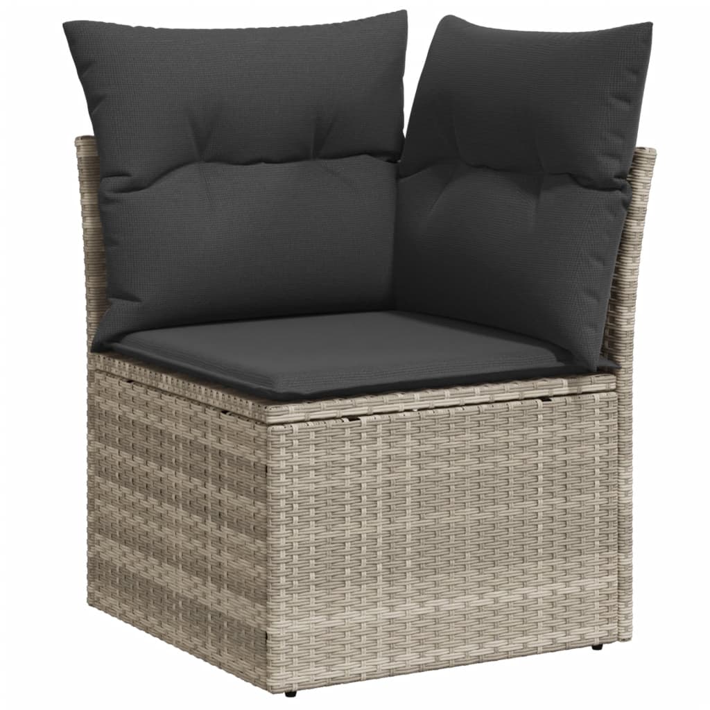 Set Divano Giardino 10 pz con Cuscini Grigio Chiaro Polyrattan - immagine 4