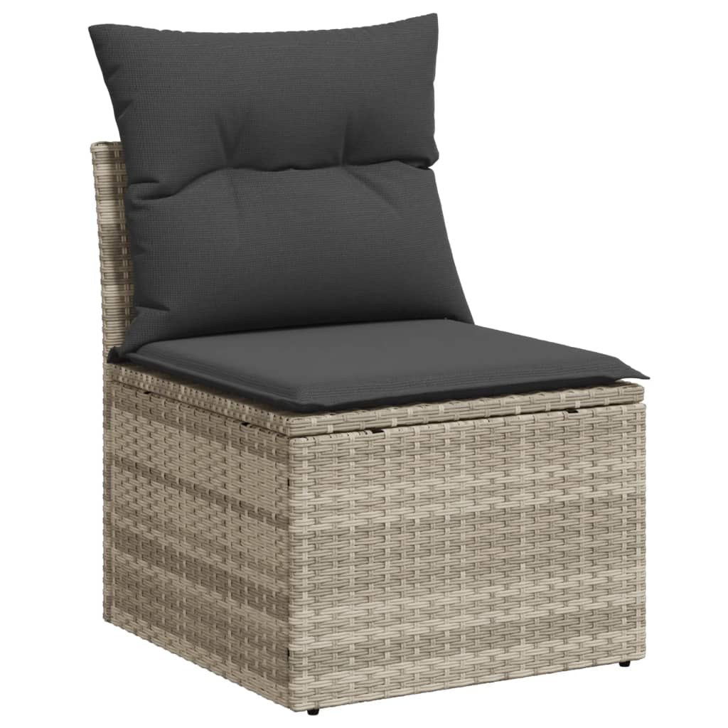 Set Divano Giardino 10 pz con Cuscini Grigio Chiaro Polyrattan - immagine 5