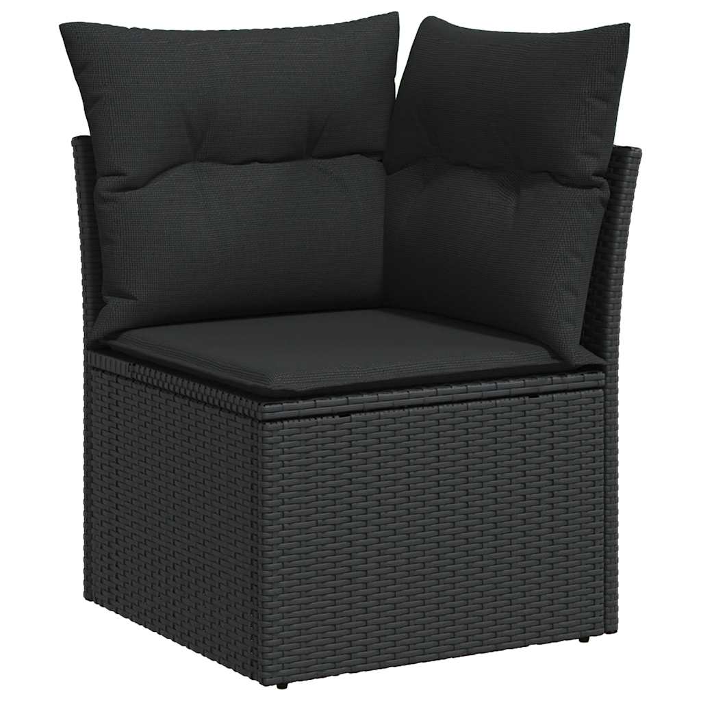 Set Divani da Giardino 11 pz con Cuscini in Polyrattan Nero - immagine 4