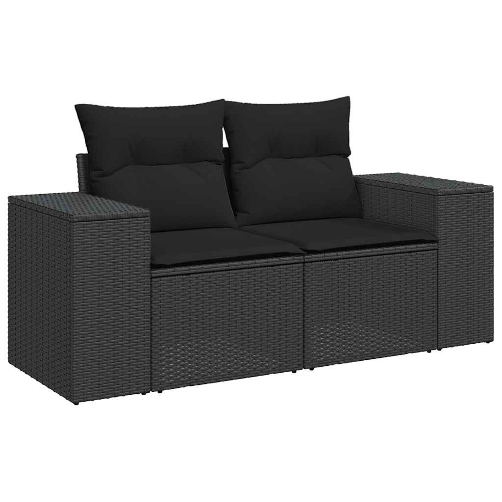 Set Divani da Giardino 11 pz con Cuscini in Polyrattan Nero - immagine 5