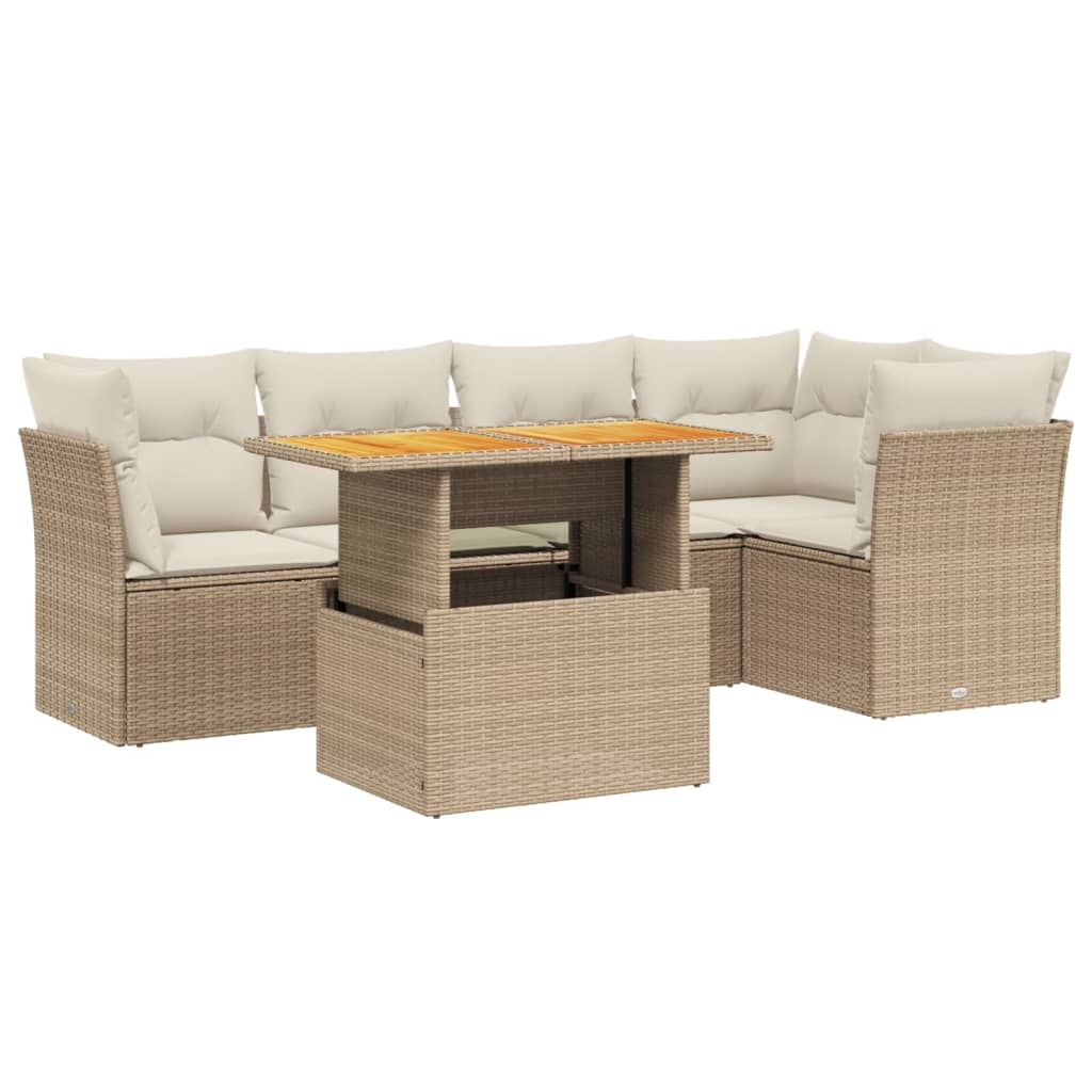 Set Divano da Giardino 5 pz con Cuscini Beige in Polyrattan - immagine 2
