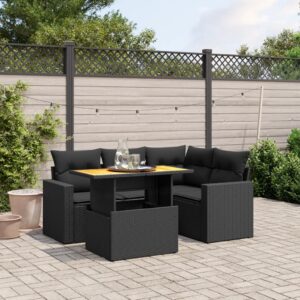 Set Divano da Giardino 5 pz con Cuscini Beige in Polyrattan