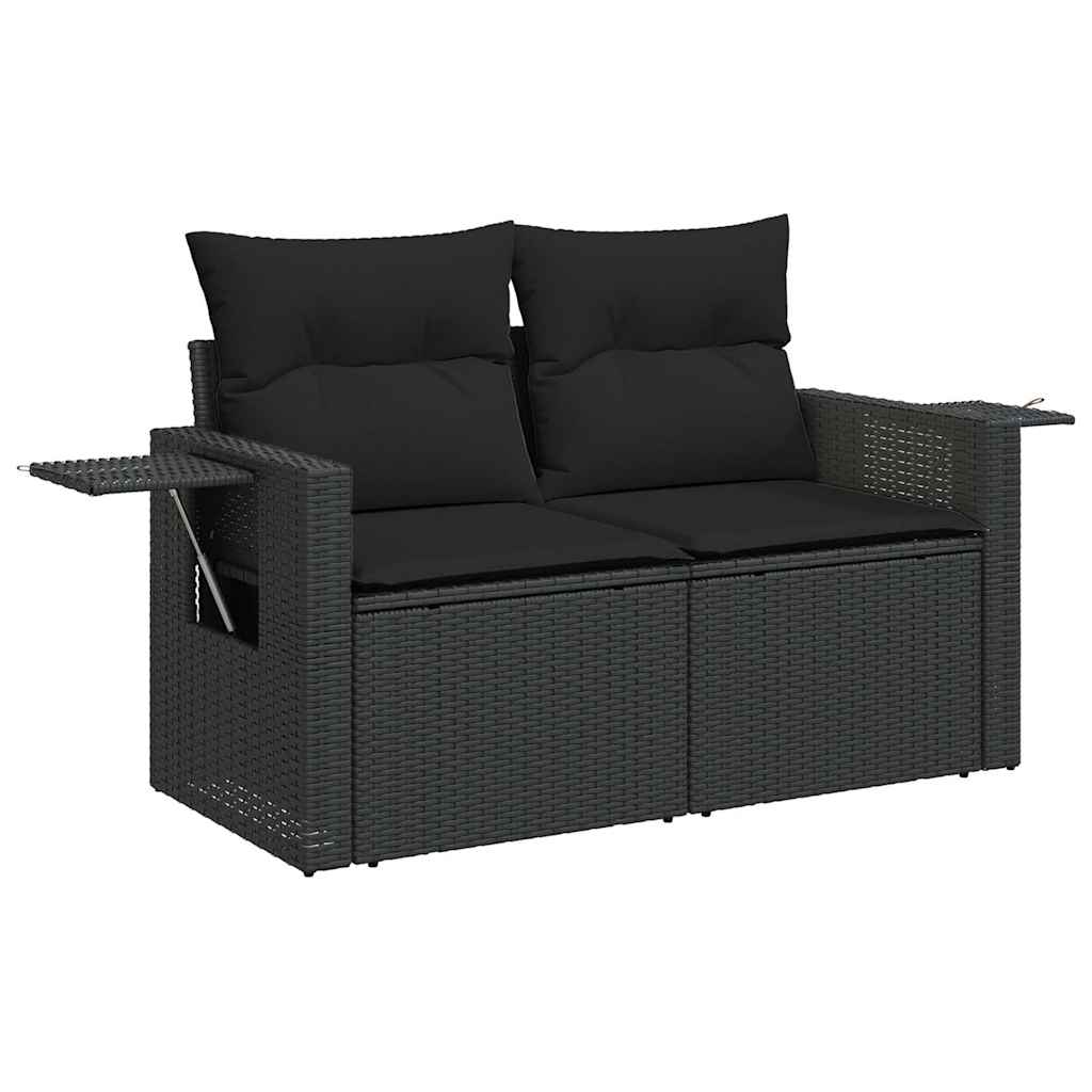 Set Divani da Giardino con Cuscini 8 pz Nero in Polyrattan - immagine 3