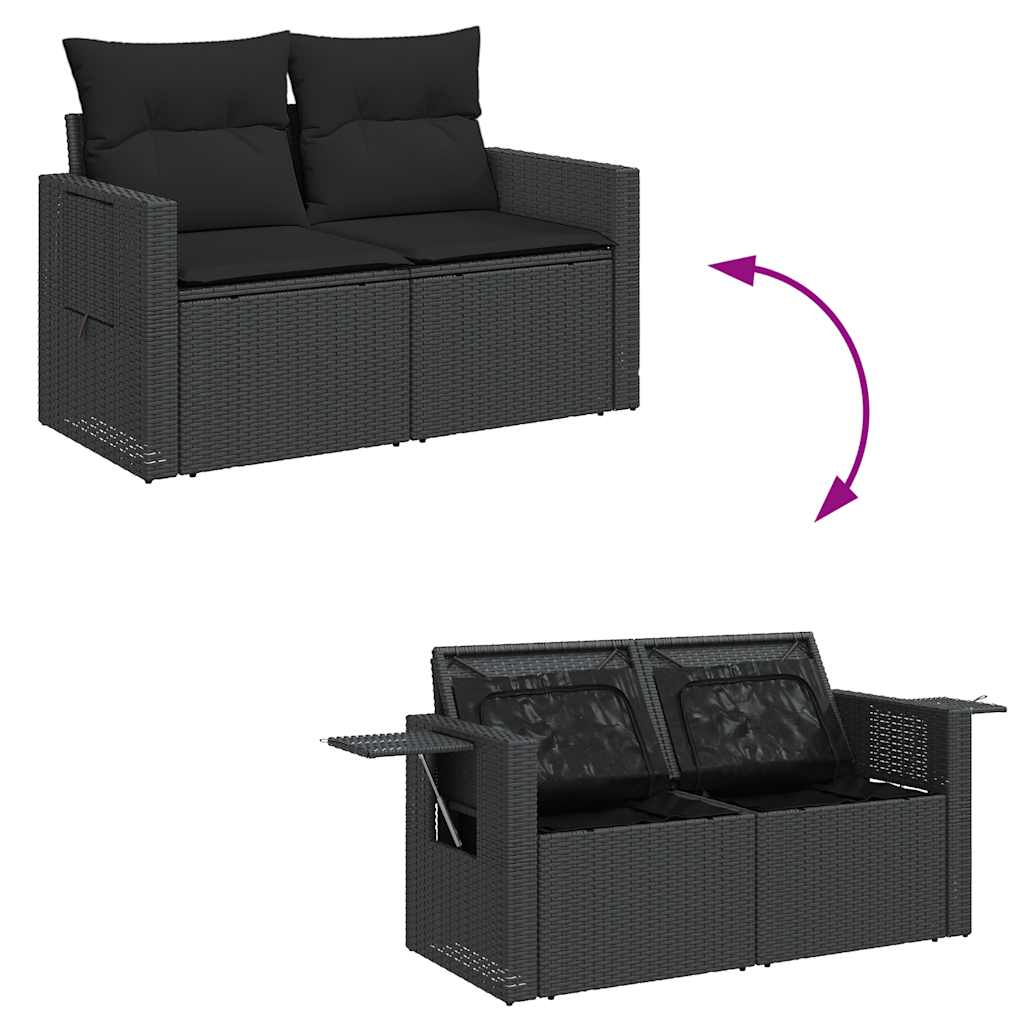 Set Divani da Giardino con Cuscini 8 pz Nero in Polyrattan - immagine 6
