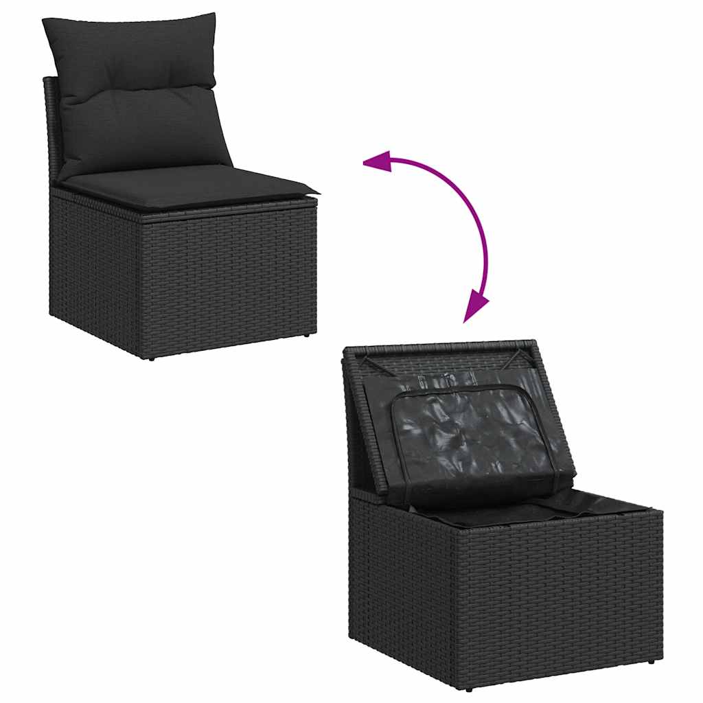 Set Divani da Giardino con Cuscini 8 pz Nero in Polyrattan - immagine 7