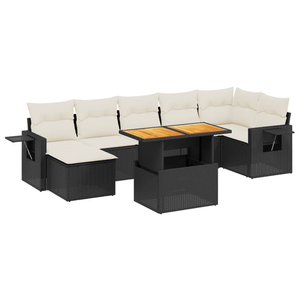 Set Divani da Giardino con Cuscini 8 pz Nero in Polyrattan - immagine 2