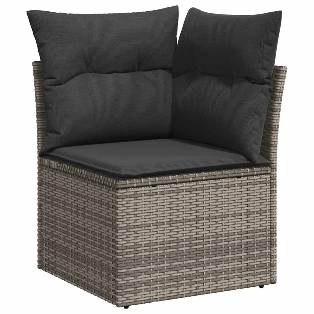 Set Divani da Giardino 7 pz con Cuscini Grigio in Polyrattan - immagine 5
