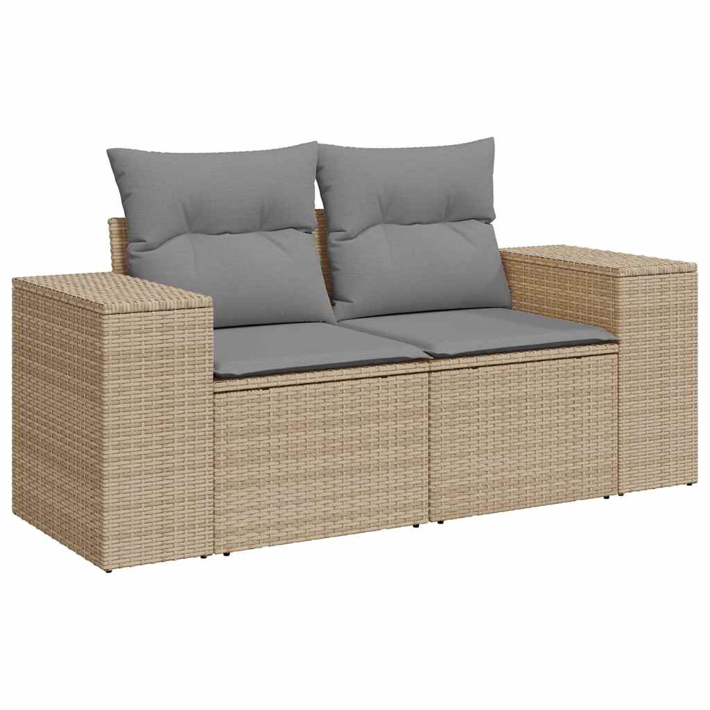 Set Divano da Giardino 9 pz con Cuscini Beige in Polyrattan - immagine 3