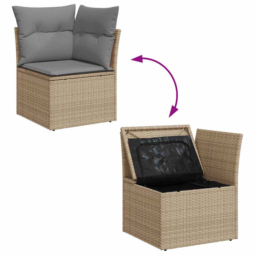 Set Divano da Giardino 9 pz con Cuscini Beige in Polyrattan - immagine 8