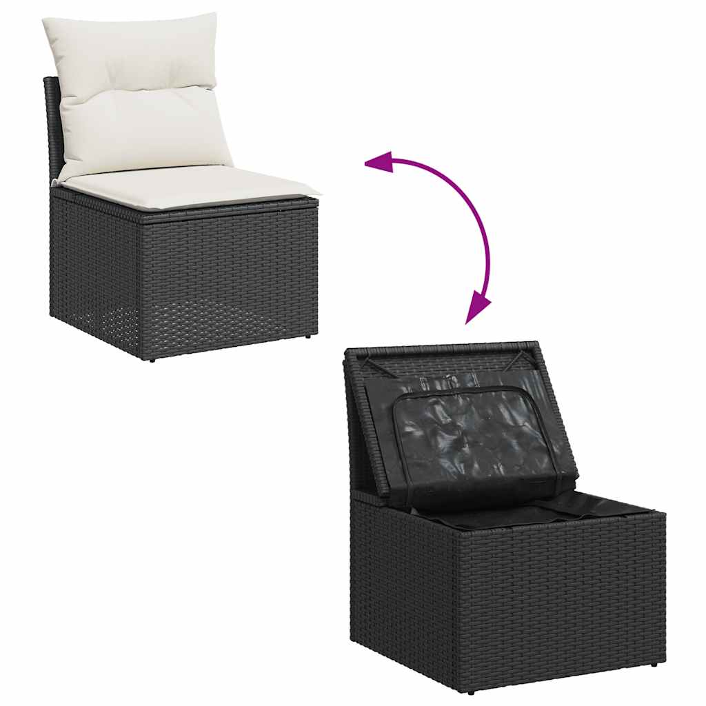 Set Divani da Giardino con Cuscini 7pz Nero Polyrattan - immagine 7