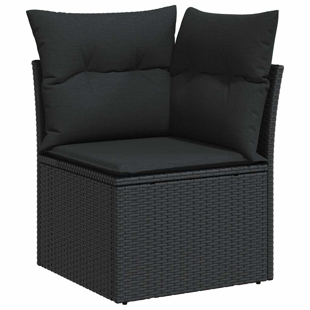 Set Divani da Giardino con Cuscini 7pz Nero Polyrattan Acacia - immagine 5