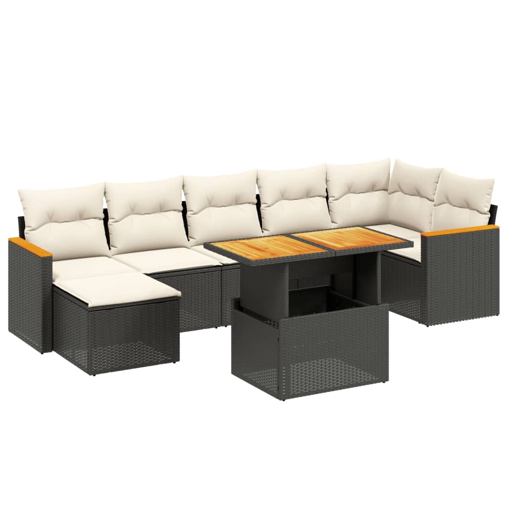 Set Divani da Giardino con Cuscini 8 pz Nero in Polyrattan - immagine 2