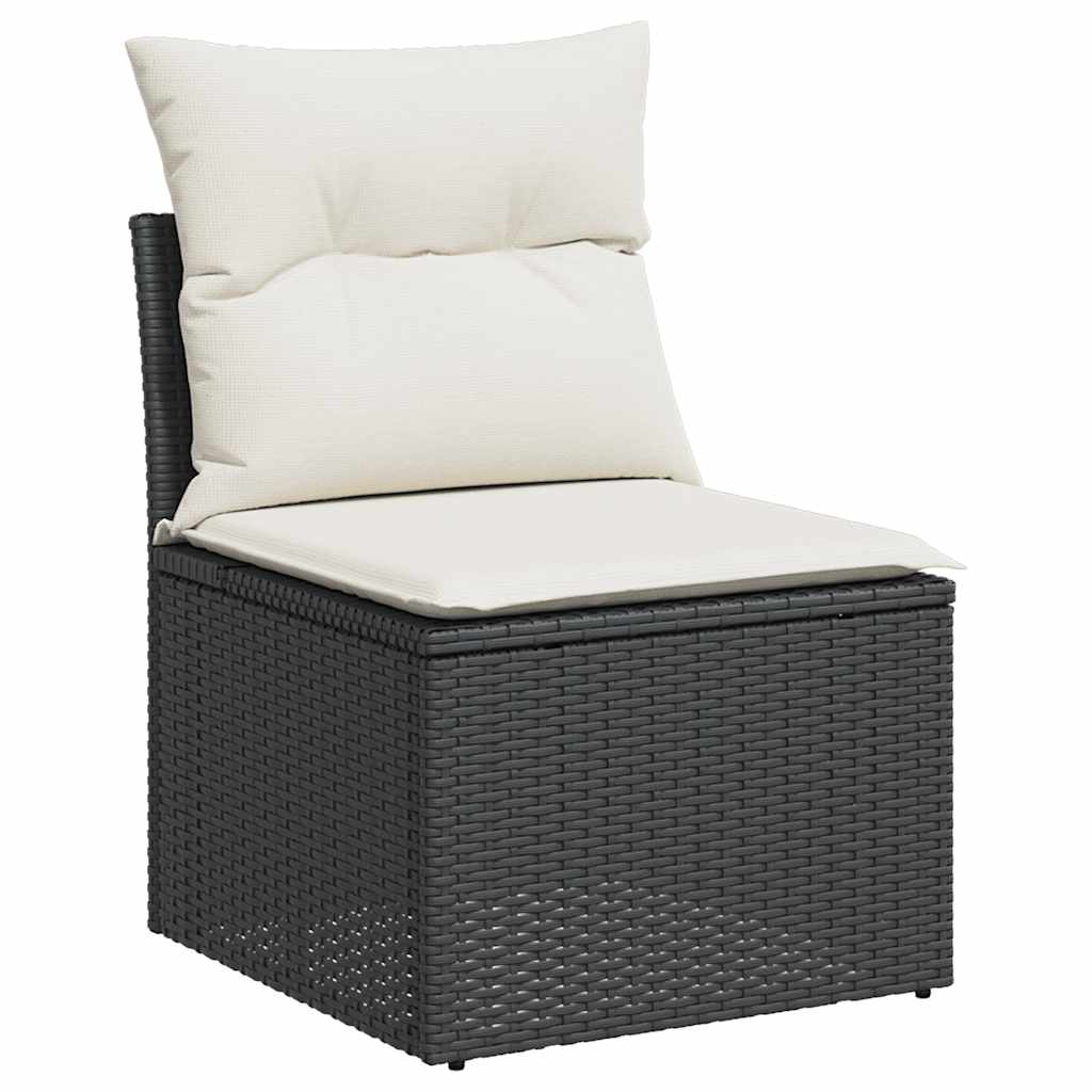 Set Divani da Giardino 11 pz con Cuscini Polyrattan Acacia Nero - immagine 5
