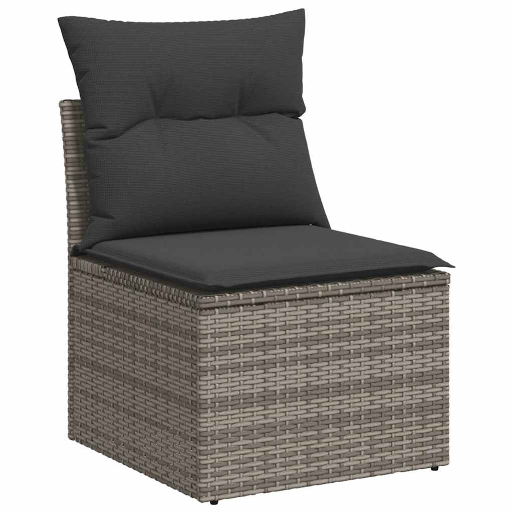 Set Divani Giardino 11 pz con Cuscini Polyrattan Acacia Grigio - immagine 3