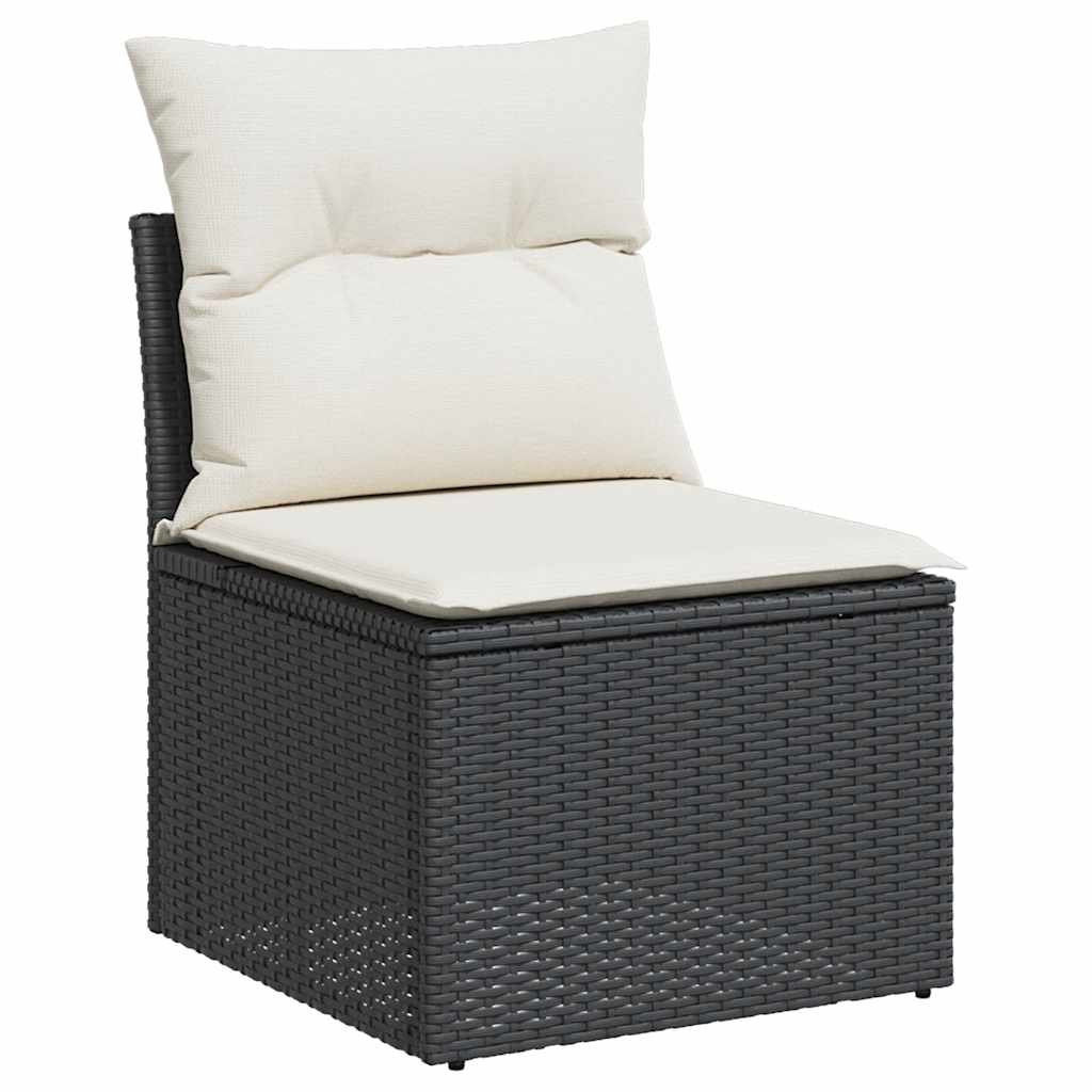 Set Divani da Giardino con Cuscini 7pz Nero Polyrattan Acacia - immagine 3