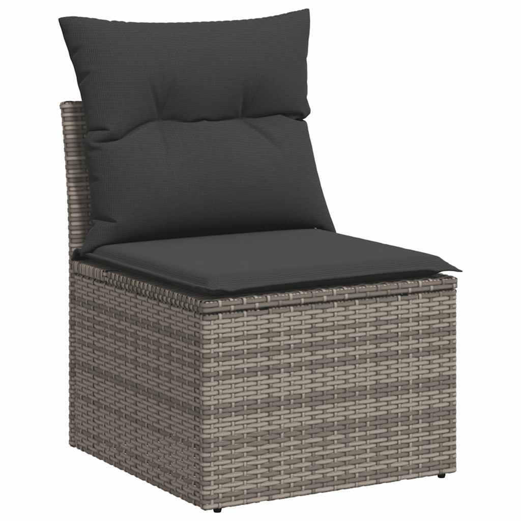 Set Divani da Giardino 7pz con Cuscini Grigio Polyrattan Acacia - immagine 3
