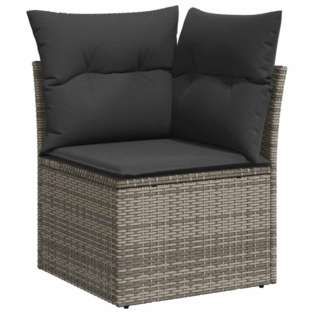 Set Divani da Giardino 7pz con Cuscini Grigio Polyrattan Acacia - immagine 4