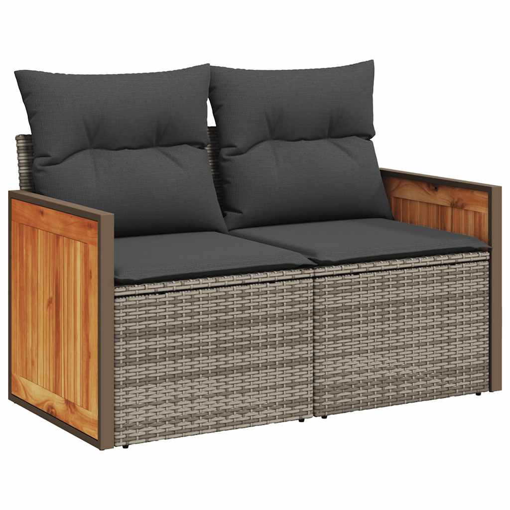 Set Divani da Giardino 7pz con Cuscini Grigio Polyrattan Acacia - immagine 5