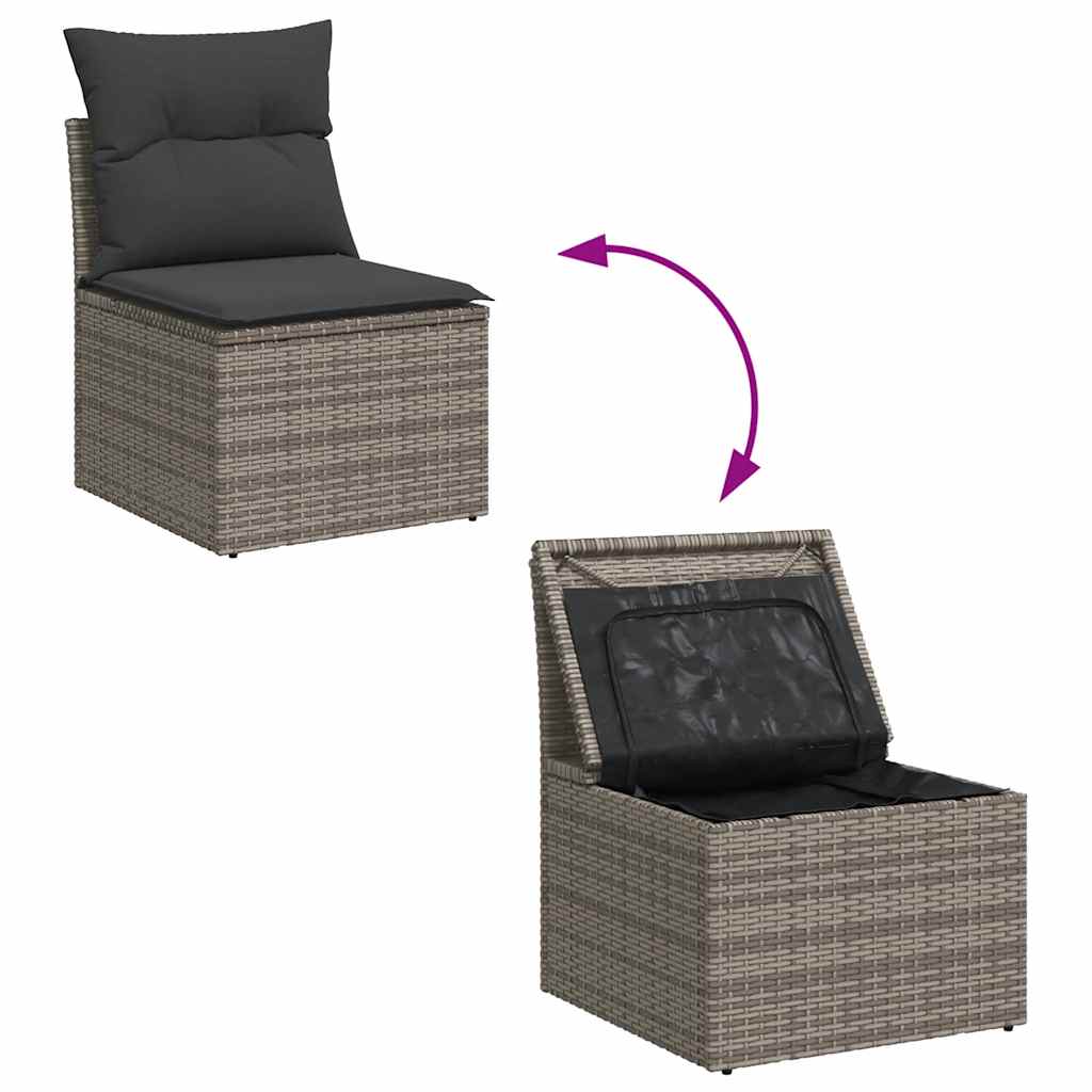 Set Divani da Giardino 7pz con Cuscini Grigio Polyrattan Acacia - immagine 7